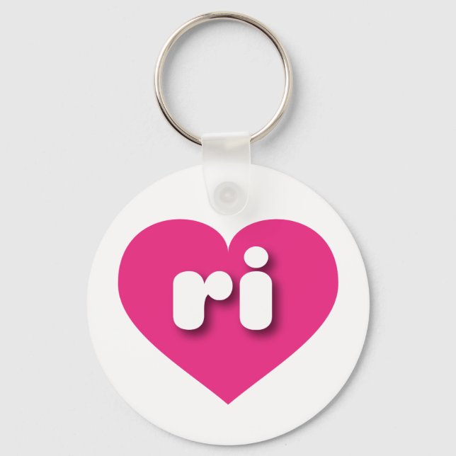 Rhode Island hot pink heart - I love ri Keychain (Front)