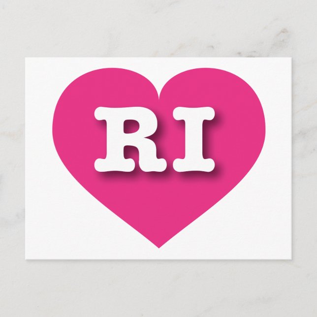Rhode Island Hot Pink Heart - I love RI Postcard (Front)