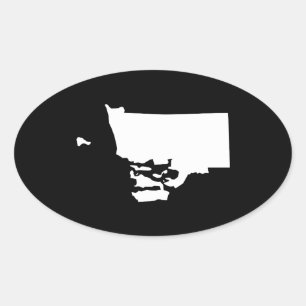 Rhode Island in White and Black Oval Sticker