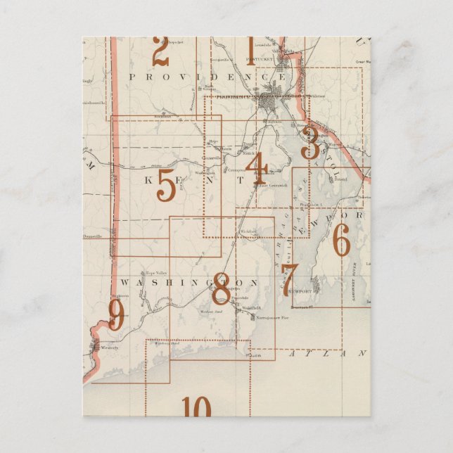 Rhode Island index map Postcard (Front)