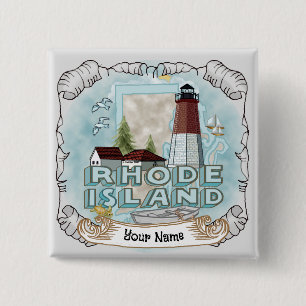 Rhode Island Lighthouse 2 Inch Square Button