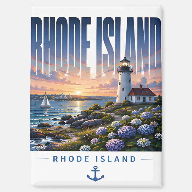 Rhode Island Lighthouse Coastal Ocean Escape Magnet (Front)