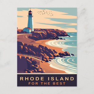 Rhode Island, Lighthouse on the Coast, Travel Postcard