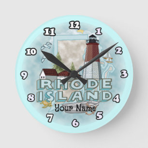 Rhode Island Lighthouse  Round Clock