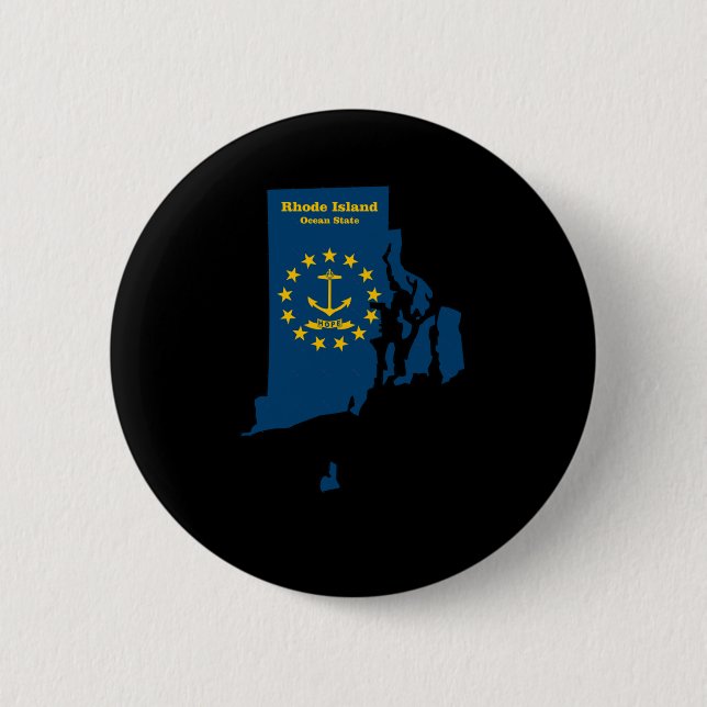 Rhode Island Map Flag Sticker  2 Inch Round Button (Front)