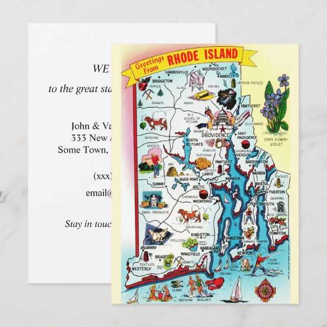 Rhode Island Map Moving Announcement (Front/Back)