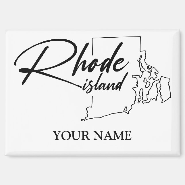 Rhode Island Map Simple Minimalist Souvenir Magnet (Front)