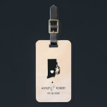 Rhode Island Map Wedding Luggage Tag, Custom Gift Luggage Tag<br><div class="desc">These state luggage tags make the perfect wedding gift tags or welcome bag tags. Tie it to your gift instead of a typical paper gift tag, and they can use it for months and years to come. Tags have a peach apricot watercolor background. To place the heart at the wedding...</div>