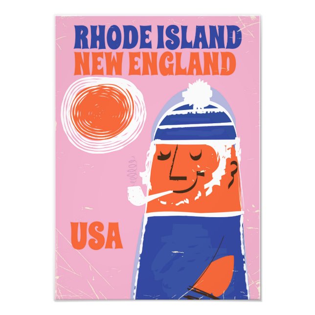 Rhode Island, New England fisherman vintage poster (Front)