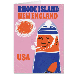Rhode Island, New England fisherman vintage poster
