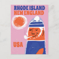 Rhode Island, New England fisherman vintage poster