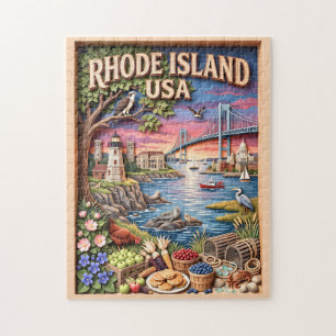 Rhode Island Newport Lighthouse Coastal Wildlife Jigsaw Puzzle