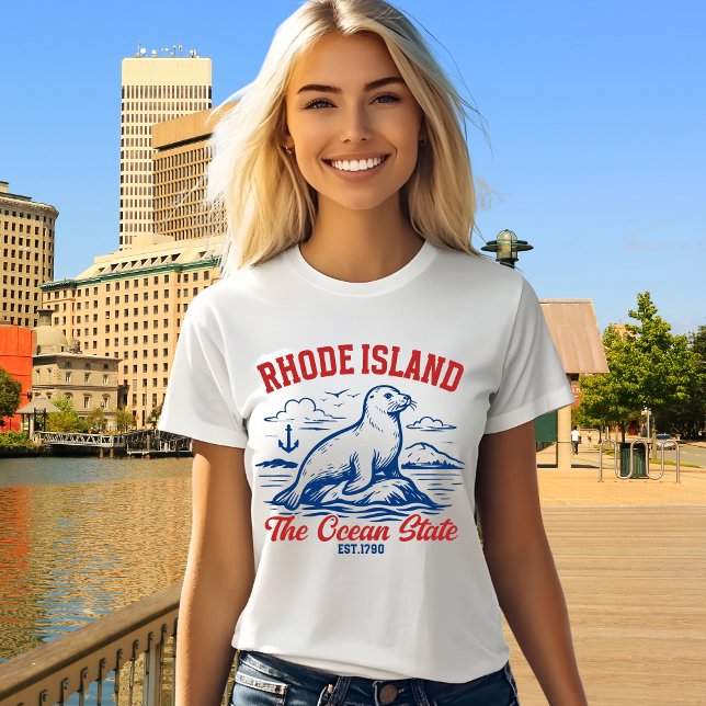 Rhode Island Ocean State Seal Design Tri-Blend Shirt (Creator Uploaded)