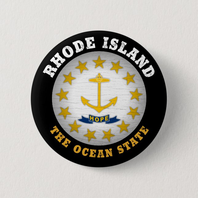 RHODE ISLAND OCEAN STATE STATE FLAG 2 INCH ROUND BUTTON (Front)