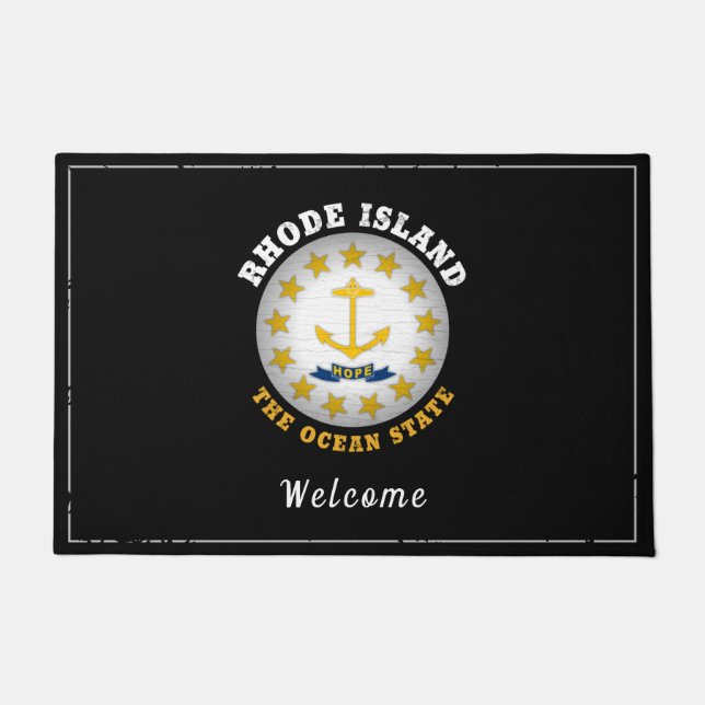 RHODE ISLAND OCEAN STATE STATE FLAG DOORMAT (Front)