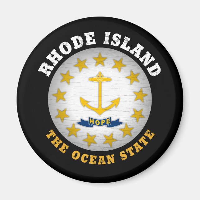 RHODE ISLAND OCEAN STATE STATE FLAG MAGNET (Front)