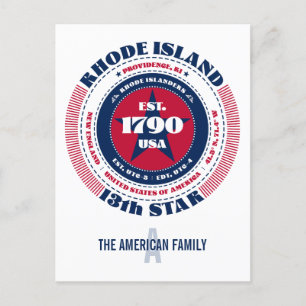 Rhode Island, Providence, RI, Patriotic, Monogram Postcard