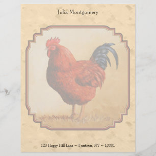 Rhode Island Red Chicken Beige Letterhead