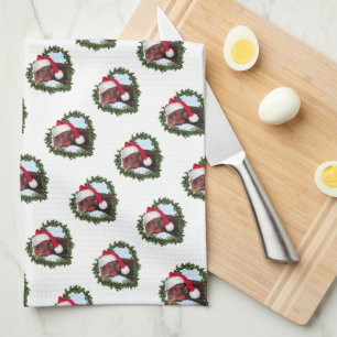 Rhode Island Red Chicken Wreath Christmas Kitchen Towel