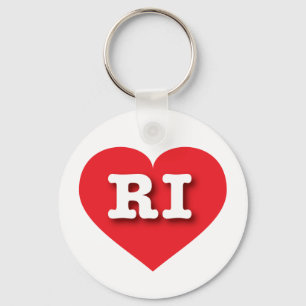 Rhode Island Red Heart - I love RI Keychain