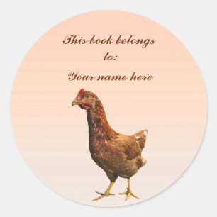 Rhode Island Red Hen Chicken Bookplate Classic Round Sticker