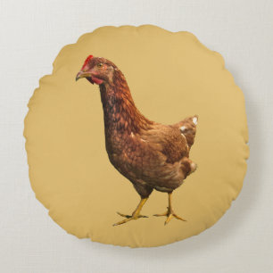 Rhode Island Red Hen Chicken Round Pillow