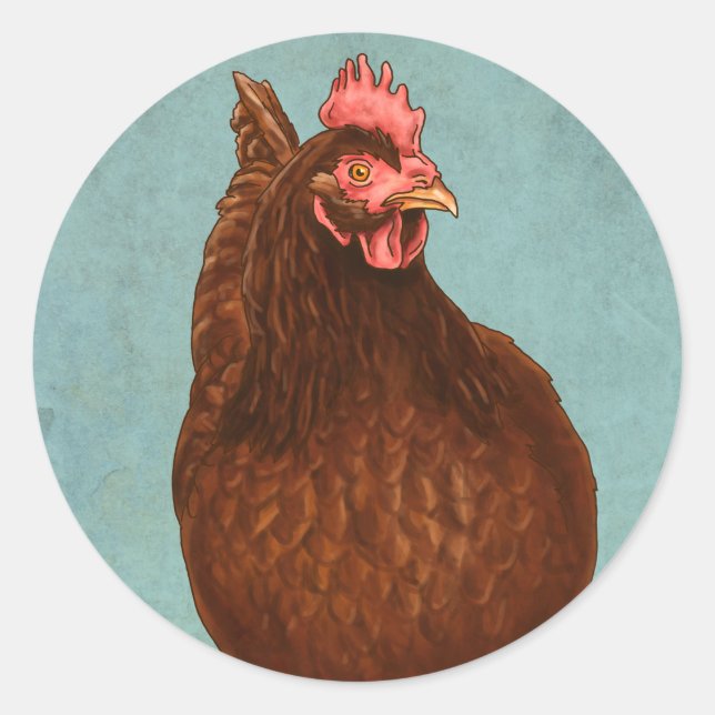 Rhode Island Red Hen Stickers (Front)