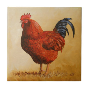Rhode Island Red Rooster Chicken Tile