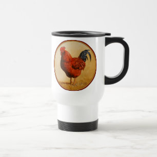 Rhode Island Red Rooster Chicken Travel Mug