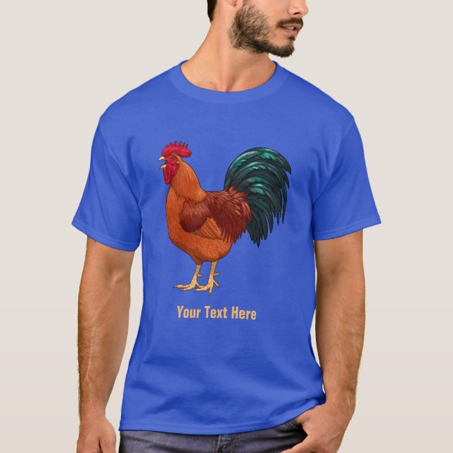 Rhode Island Red Rooster Crowing T-Shirt (Front)