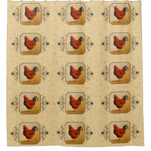 Rhode Island Red Rooster Yellow Background