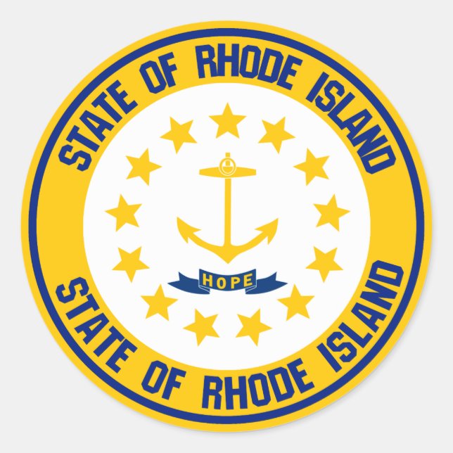 Rhode Island Round Emblem Classic Round Sticker (Front)