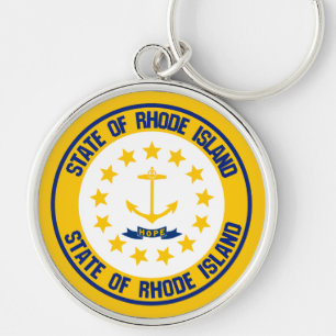 Rhode Island Round Emblem Keychain