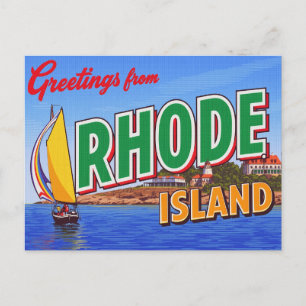 Rhode Island Sailboat Mansion Postcard