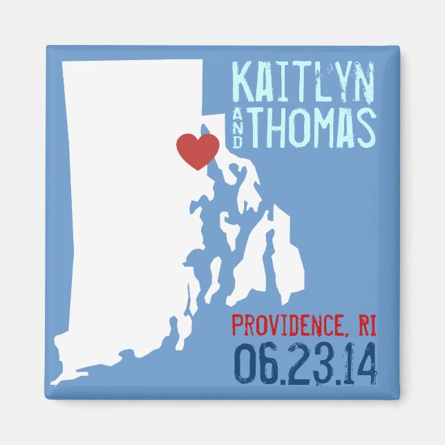 Rhode Island Save the Date - Customizable City Magnet (Front)