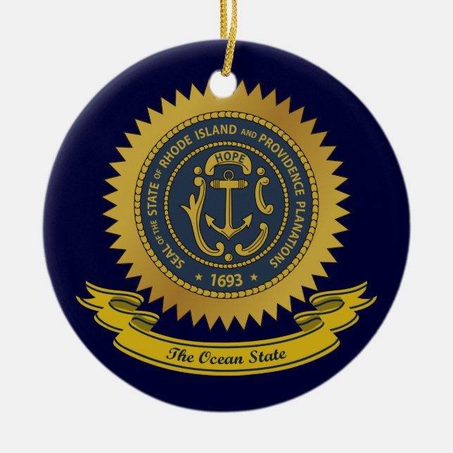Rhode Island Seal Ceramic Ornament (Front)