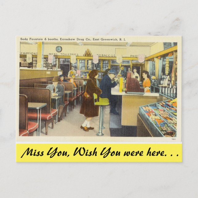 Rhode Island, Soda Fountain, E. Greenwich Postcard (Front)