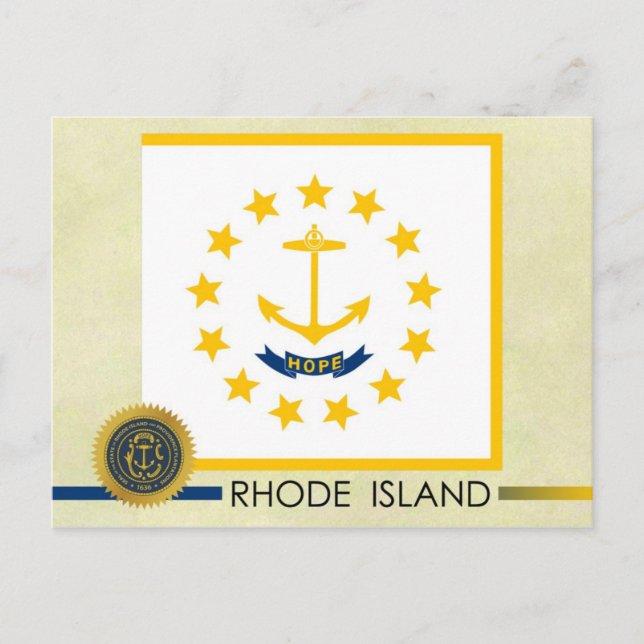 Rhode Island State Flag and Seal Postcard (Front)