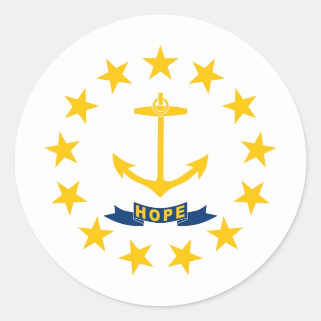 Rhode Island State Flag Classic Round Sticker (Front)