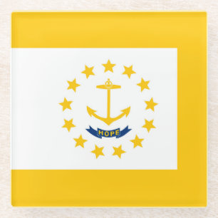 Rhode Island State Flag Design Decor Glass Coaster