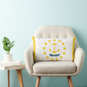Rhode Island State Flag Print Patriotic Lumbar Pillow