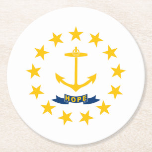 Rhode Island State Flag Round Paper Coaster