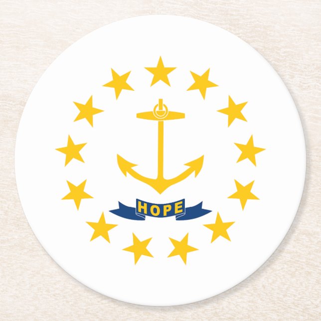 Rhode Island State Flag Round Paper Coaster (Front)