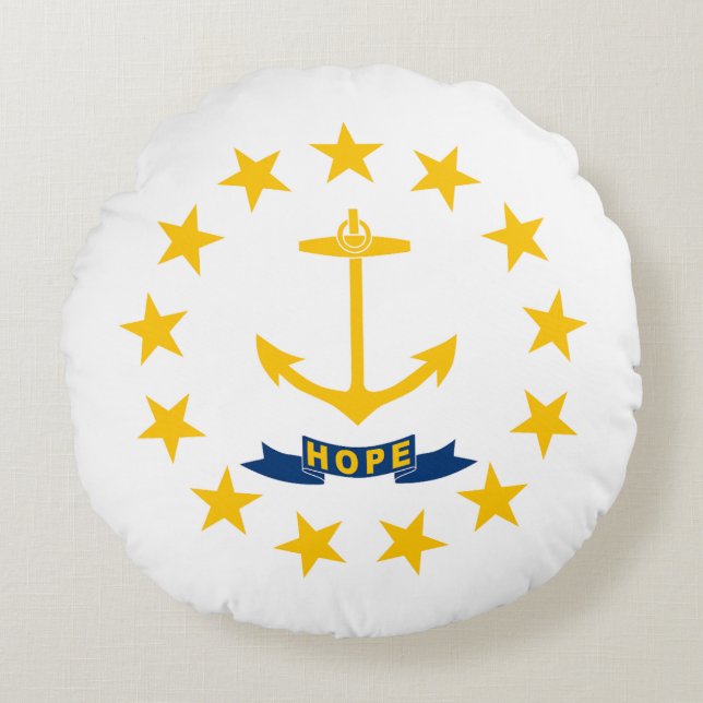 Rhode Island State Flag Round Pillow (Front)