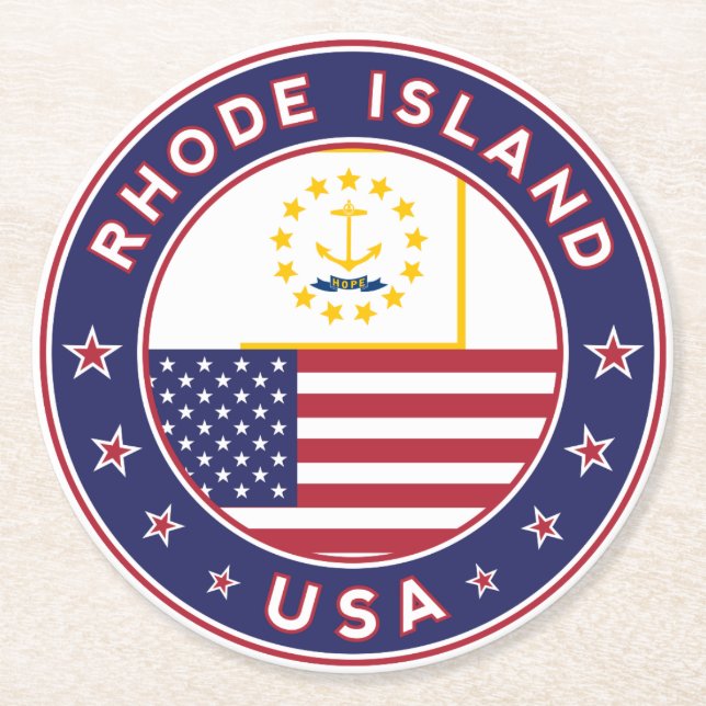 Rhode Island sticker, phone case, tote bag Round Paper Coaster (Front)