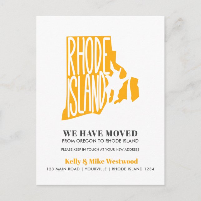 RHODE ISLAND We've moved New address New Home  Postcard (Front)