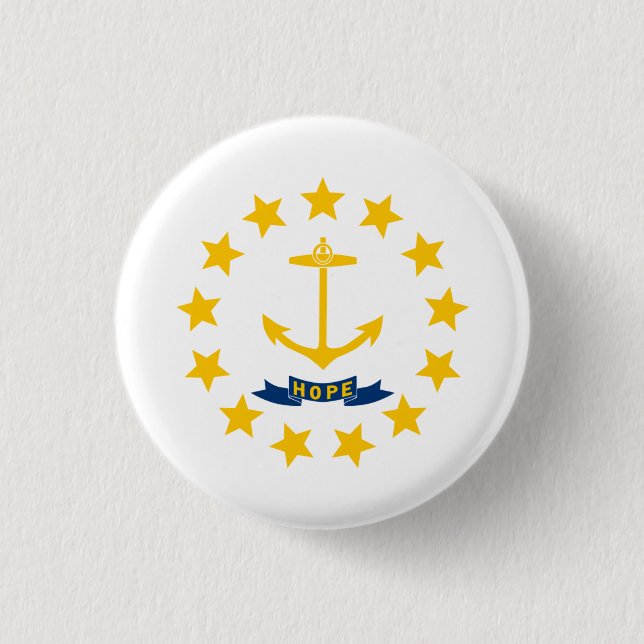 Rhode Islander Flag, Flag of Rhode Island 1 Inch Round Button (Front)