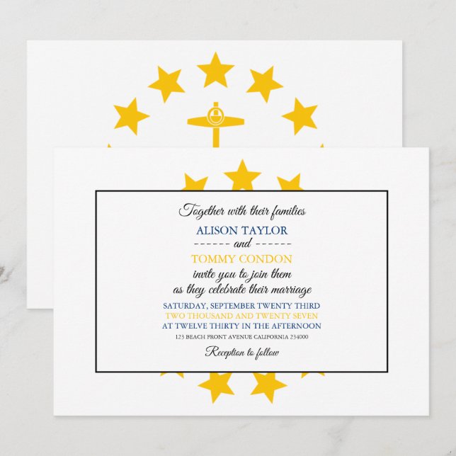 Rhode Islander Flag, Flag of Rhode Island Wedding Invitation (Front/Back)