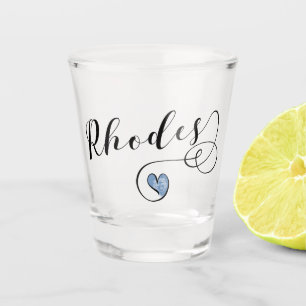 Rhodes Flag In Heart, Greece Shot Glass