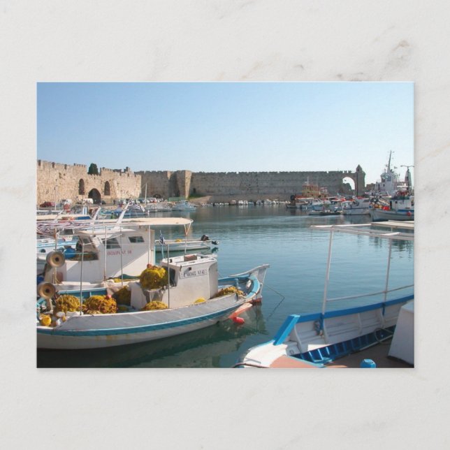 Rhodes, Greece Harbour Postcard (Front)